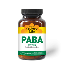 PABA 1000мг (пара-аминобензойная кислота) 60 таблеток (Country Life)