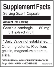 Garcinia Cambogia 5:1 Extract (Гарциния Камбоджийская) 60 капсул (Swanson) фото 3 Garcinia Cambogia 5:1 Extract (Гарциния Камбоджийская) 60 капсул (Swanson) фото 3