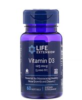 Vitamin D3 5000 ME (Витамин Д3 125 мкг) 60 мягких капсул (Life Extension)