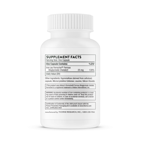 Iron Bisglycinate (Биглицинат железа) 25 мг 60 капсул (Thorne Research) фото 3