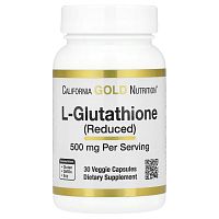 L-Glutathione (Reduced) 500 mg (Глутатион восстановленный) 30 вег капсул (California Gold Nutrition)
