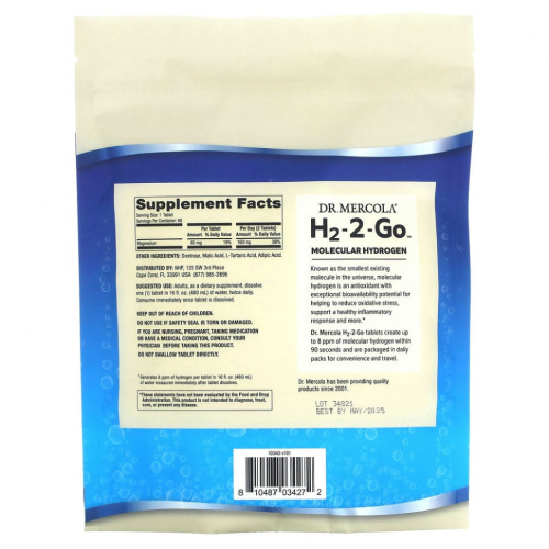 H2-2-Go 60 таблеток (Dr. Mercola) фото 2