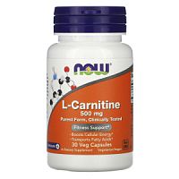 L-Carnitine 500 мг (L-Карнитин) 30 вег капсул (Now Foods)