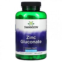 Zinc Gluсonate 50 мг (Цинк Глюконат) 250 капсул (Swanson)