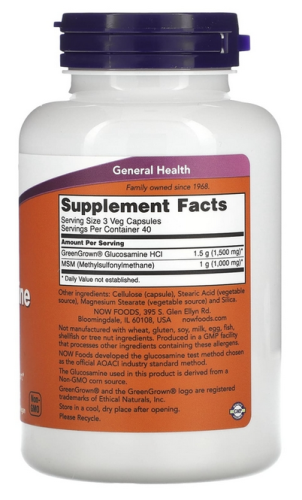 Glucosamine & MSM 120 вег капсул (Now Foods) фото 2