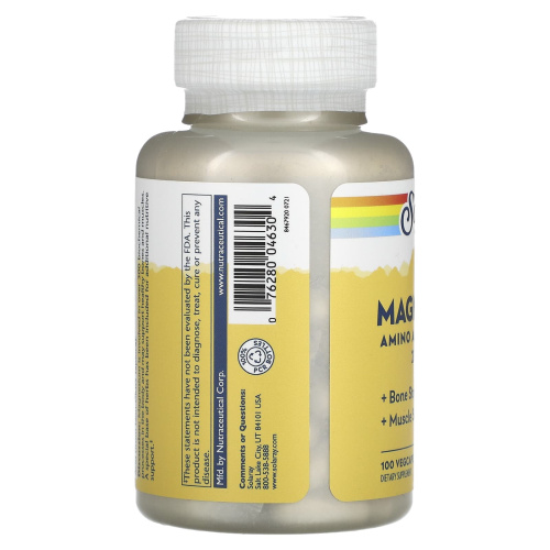 Magnesium Amino Acid Chelate 200 mg (Магний 200 мг) 100 вег. капсул (Solaray) фото 6