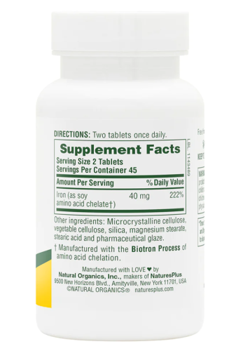 Iron 40 mg (Железо 40 мг) 90 таблеток (NaturesPlus) фото 2