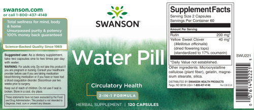Water Pill 20 mg 120 капсул (Swanson) фото 2 Water Pill 20 mg 120 капсул (Swanson) фото 2