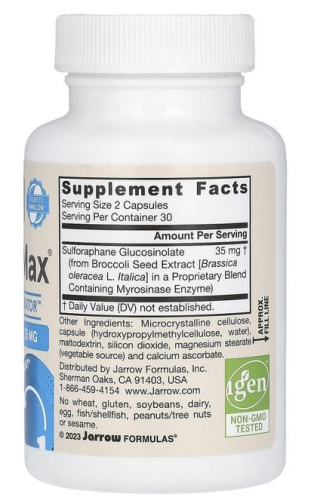 BroccoMax Myrosinase Activated SGS (Экстракт семян брокколи) 60 вег капсул (Jarrow Formulas) фото 2