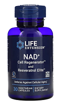 NAD+ Cell Regenerator and Resveratrol Elite (Регенератор клеток NAD+) 30 вег капсул (Life Extension)
