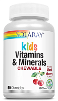 Kids Vitamins & Minerals Chewable (Детские витамины и минералы) 60 жев таблеток (Solaray)