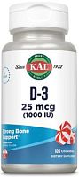 Vitamin D-3 25 mcg (1000 IU) (Срок 04/2025) Витамин Д-3 25 мкг (1000 МЕ) 100 жев. таблеток (KAL) 