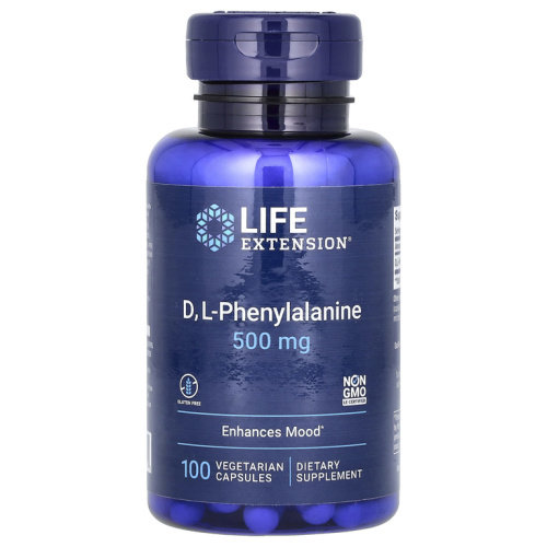 D, L-Phenylalanine 500 мг (D, L-фенилаланин) 100 вег капсул (Life Extension)