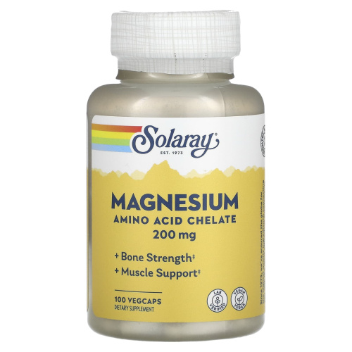 Magnesium Amino Acid Chelate 200 mg (Магний 200 мг) 100 вег. капсул (Solaray) фото 6