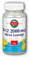 B12 2000 мкг Micro Lozenge (Цианокобаламин) 50 леденцов (KAL) лимон