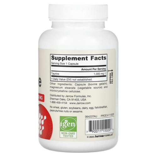 Taurine (Таурин) 1000 мг 100 капсул (Jarrow Formulas) фото 3
