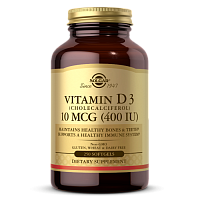Vitamin D3 (Витамин Д3) 10 мкг (400 IU) 250 мягких капсул (Solgar)