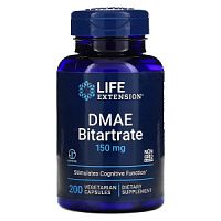 DMAE Bitartrate 150 мг (Диметиламиноэтанол битартрат) 200 вег капсул (Life Extension)