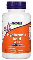 Hyaluronic Acid 50 мг with MSM (Гиалуроновая кислота c МСМ) 120 вег капсул (Now Foods)