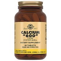 Calcium "600" with vitamin D3 (Кальций из устричных раковин) 60 таблеток (Solgar)