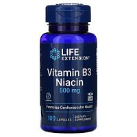 Vitamin B3 Niacin 500 мг (Витамин Б3 Ниацин) 100 капсул (Life Extension)