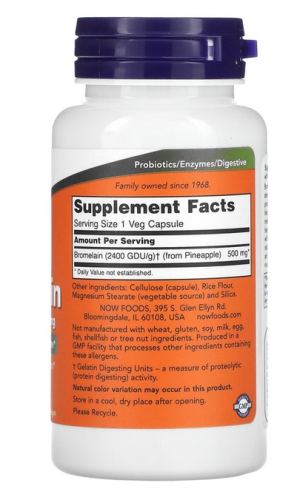 Bromelain 500 мг (Бромелаин) 60 вег капсул (Now Foods) фото 2