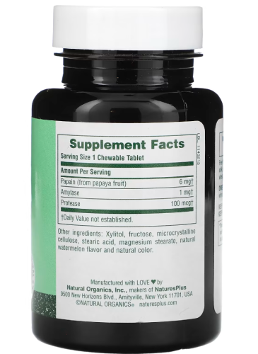 Chewable Papaya Enzyme (Жевательные Ферменты Папайи) 180 таблеток (NaturesPlus) фото 2