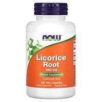 Licorice Root 450 мг (Корень Солодки) 100 вегетарианских капсул (Now Foods)