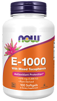 Vitamin E-1000 Mixed Tocopherols (Витамин Е смешанные токоферолы) 100 мягких капсул (Now Foods)