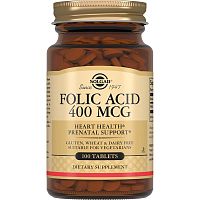 Folic Acid (Фолиевая кислота) 400 mcg 100 таблеток (Solgar)