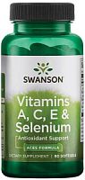 Vitamins A, C, E & Selenium (витамины А, С, Е и селен) 60 гелевых капсул (Swanson)