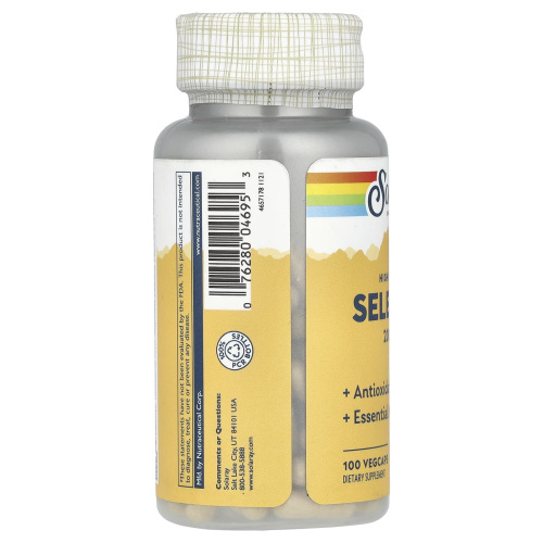 Selenium 200 mcg  (Селен 200 мкг) 100 вег капсул (Solaray) фото 3