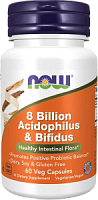 8 Billion Acidophilus & Bifidus (Ацидофильные и Бифидобактерии) 60 вег капс (Now Foods)