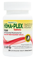Hema-Plex SR (железо с незаменимыми веществами для здоровых эритроцитов) 30 таблеток  (Natures Plus)