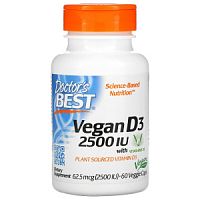 Vegan D3 2500 IU with Vitashine D3 60 вег капсул (Doctor`s Best) срок 12.2022