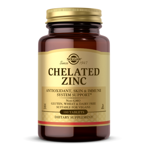 Chelated Zinc 22 мг (Хелатный цинк) 100 таблеток (Solgar)