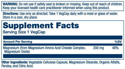 Magnesium Amino Acid Chelate 200 mg (Магний 200 мг) 100 вег. капсул (Solaray) фото 8