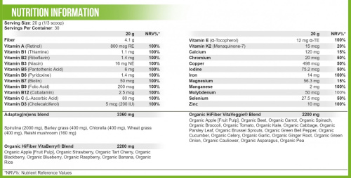 Vita Greens & Fruits with Stevia 600 г (Scitec Nutrition) фото 2