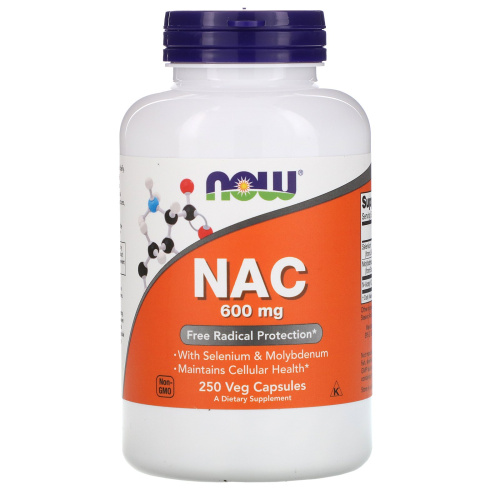 NAC 600 мг (N-Ацетил Цистеин) 250 капсул (Now Foods)