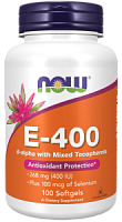 Vitamin E-400 d-alpha with Mixed Tocopherols plus Selenium (Витамин Е) 100 мягких капсул (Now Foods)