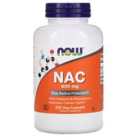 NAC 600 мг (N-Ацетил Цистеин) 250 капсул (Now Foods)