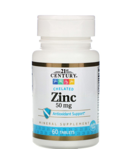 Zinc Chelated (Хелатный Цинк) 50 мг 60 таблеток (21st Century) Zinc Chelated (Хелатный Цинк) 50 мг 60 таблеток (21st Century)