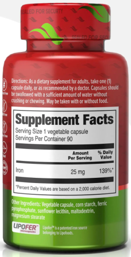 Liposomal Iron (Липосомальное Железо) 25 мг 90 капсул (Orzax) фото 3