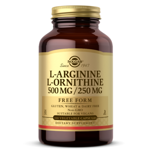 L-Arginine/L-Ornithine 500 мг/250 мг 100 вег капсул (Solgar)