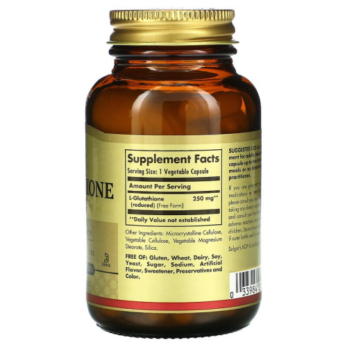 L-Glutathione 250 мг Reduced (восстановленный L-Глутатион) 60 вег капсул (Solgar) фото 2
