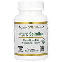 Organic Spirulina (органическая спирулина) 500 мг 60 таблеток (California Gold Nutrition)
