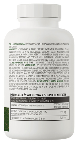 Ashwagandha 375 mg (Ашваганда 375 мг) 90 табл (OstroVit) фото 2