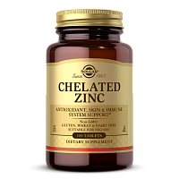 Chelated Zinc 22 мг (Хелатный цинк) 100 таблеток (Solgar) срок 01.2024