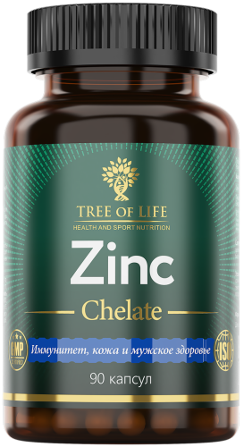 Zinc Chelate 25 мг 90 капсул (Tree of Life)
