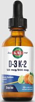 D-3 K-2 (125 mcg / 500 mcg) Dropins Д-3 К-2 (125 мкг / 500 мкг) 59 мл (KAL)